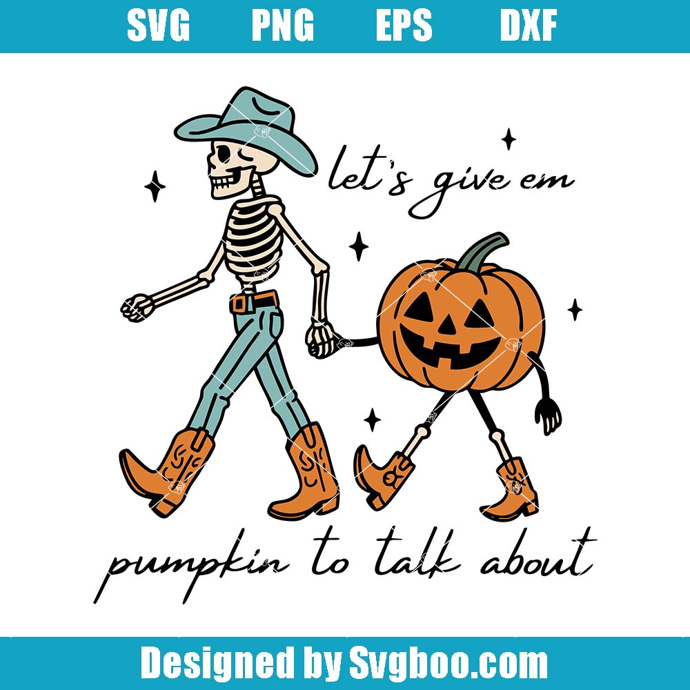 Halloween Skeleton And Pumpkin Couple Svg, Cute Western Cowgirl Svg