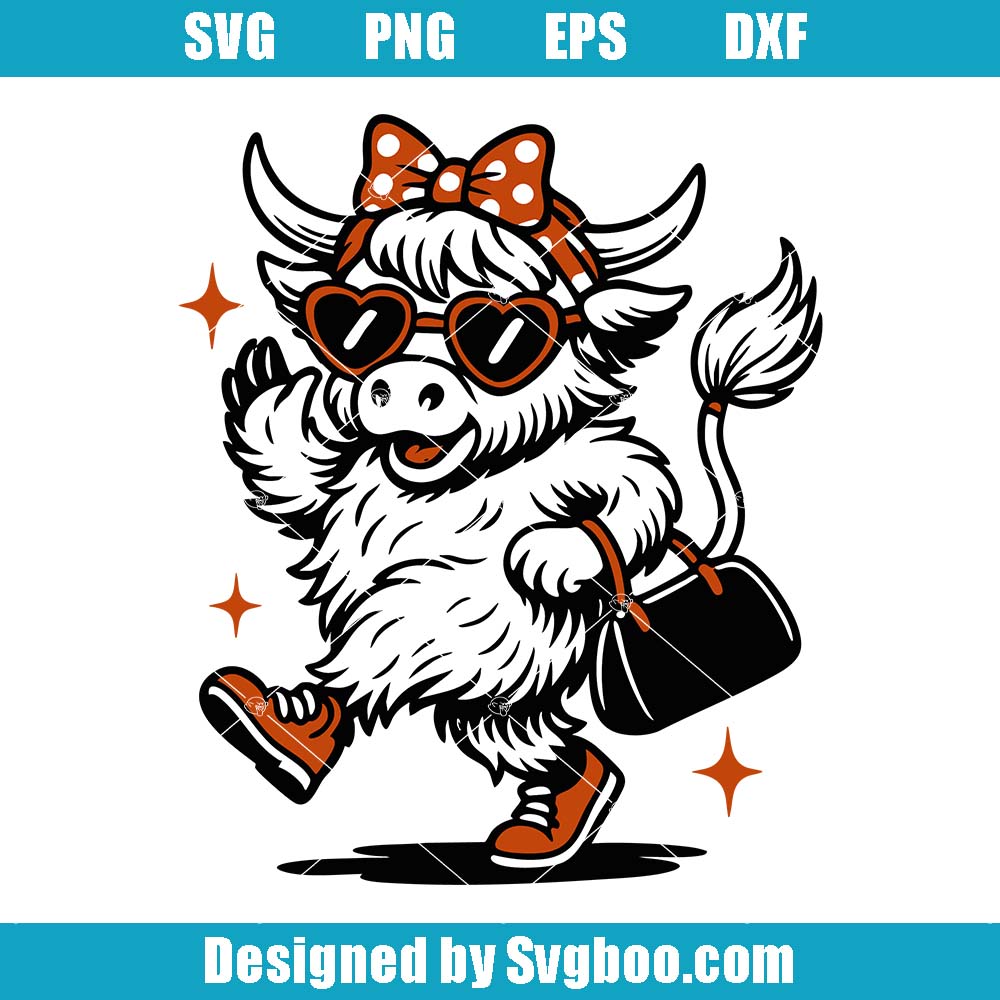 Highland Cow Diva Svg, Sassy Cute Heifer Svg, Cowgirl Cow Svg