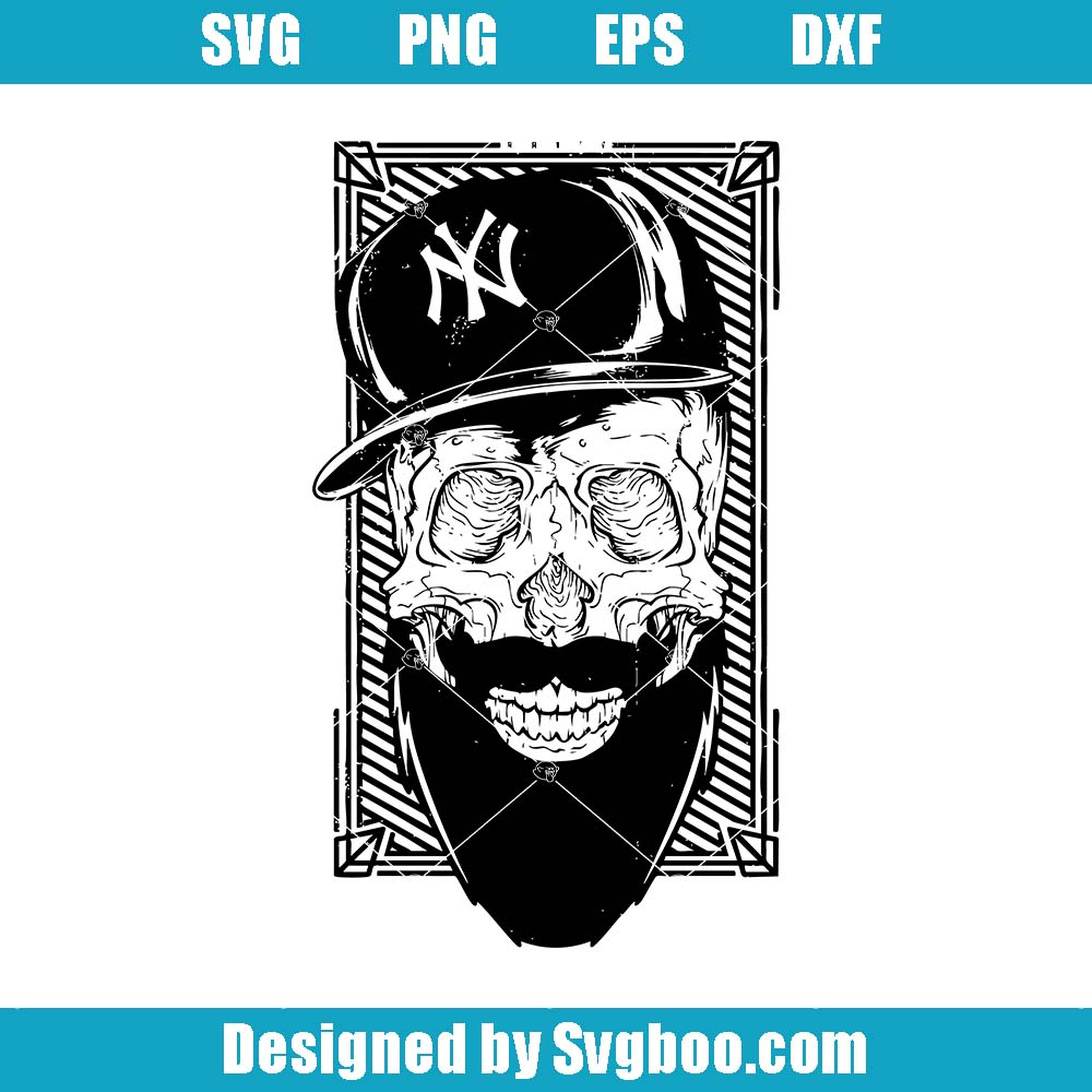 New Yorker Skull With Beard And A Hat On Svg, Knickerbocker Skull Svg New Yorker Skull With Beard And A Hat On Svg
