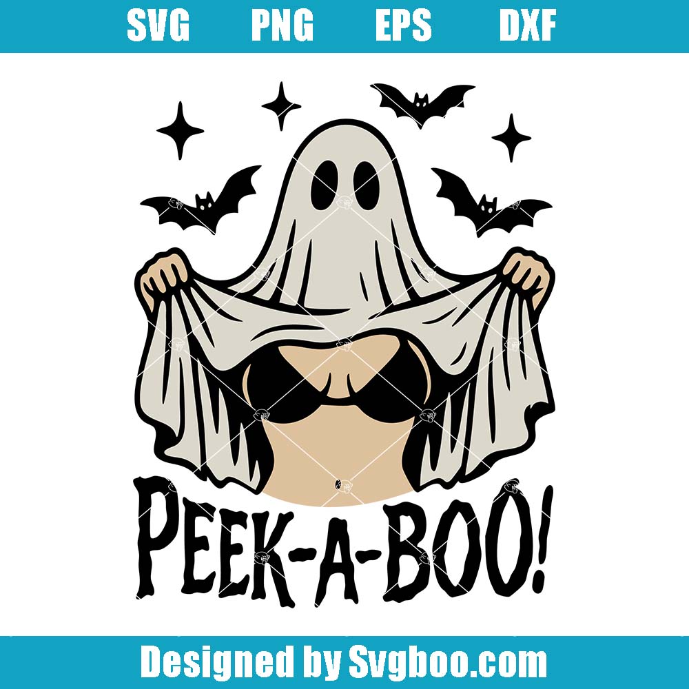 Peek-a-Boo Svg, Halloween Party Svg, Sexy Ghost Costume With Bats Svg