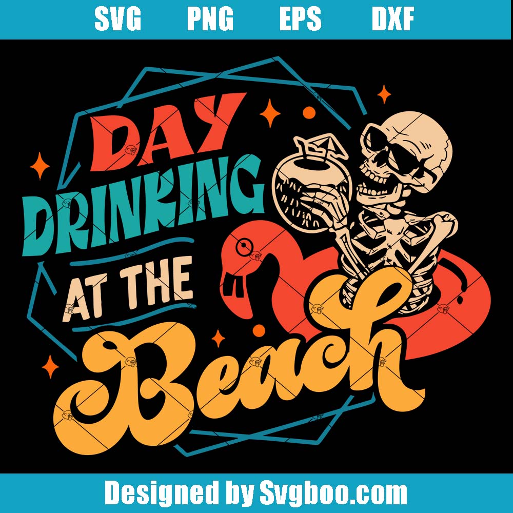 Retro Summer Svg, Day Drinking At The Beach Svg, Groovy Beach Svg
