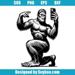 Bigfoot Taking Selfie Silhouette Svg