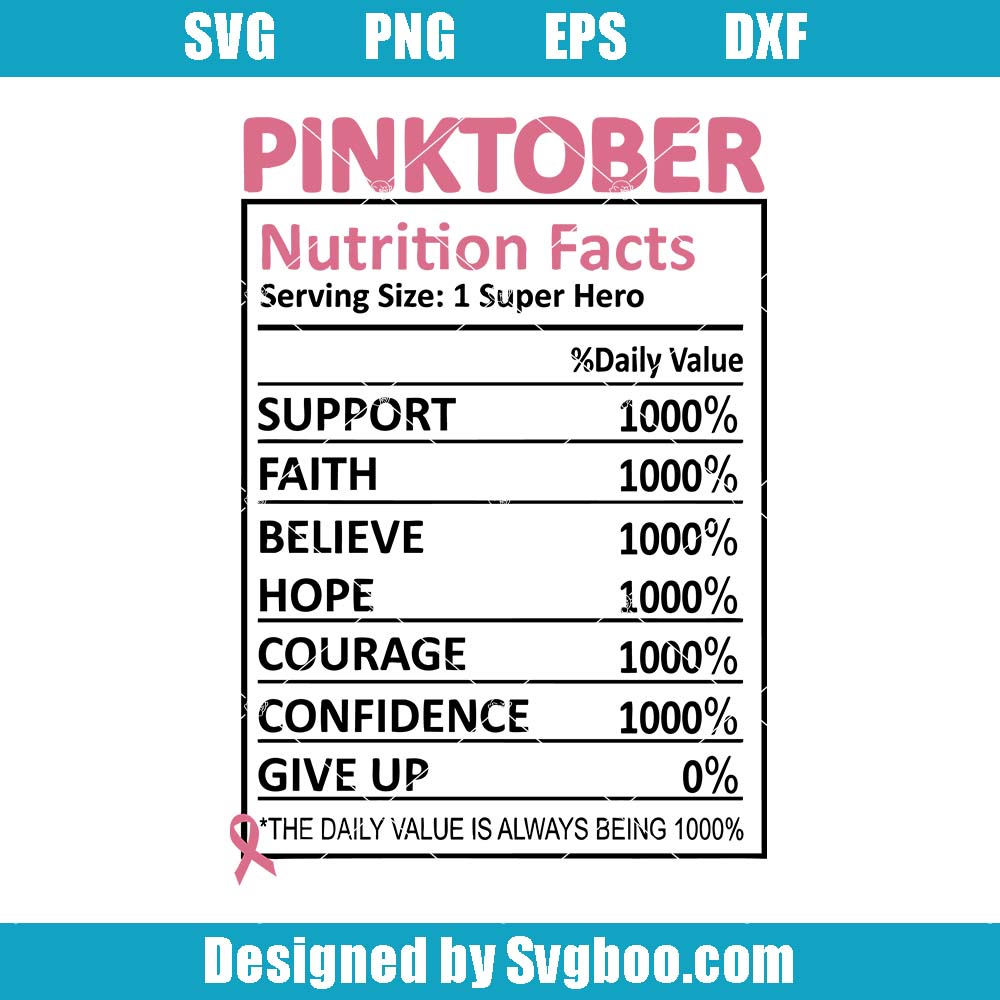 Breast Cancer Awareness Svg, Pinktober Nutrition Facts Svg Breast Cancer Awareness Svg