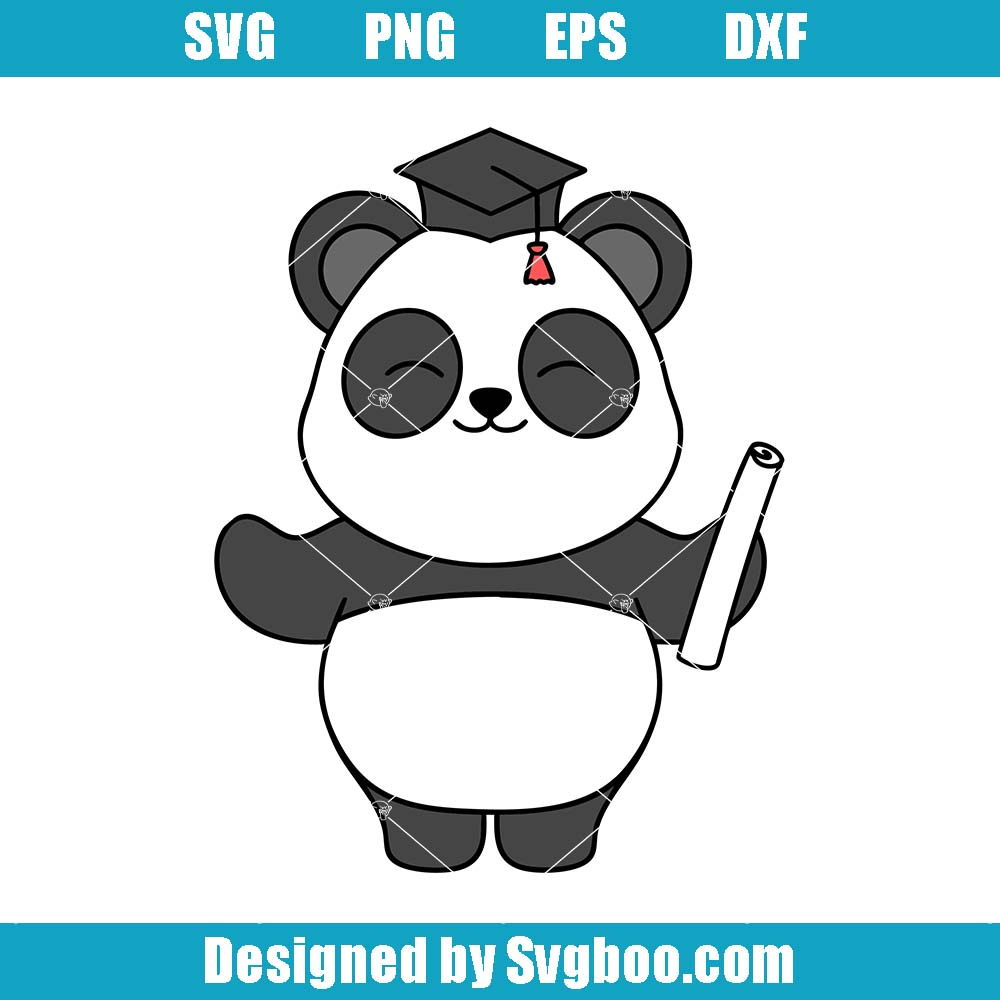 Graduation Panda Svg, Preschool Gradution Svg, Animal Kindergarten Svg