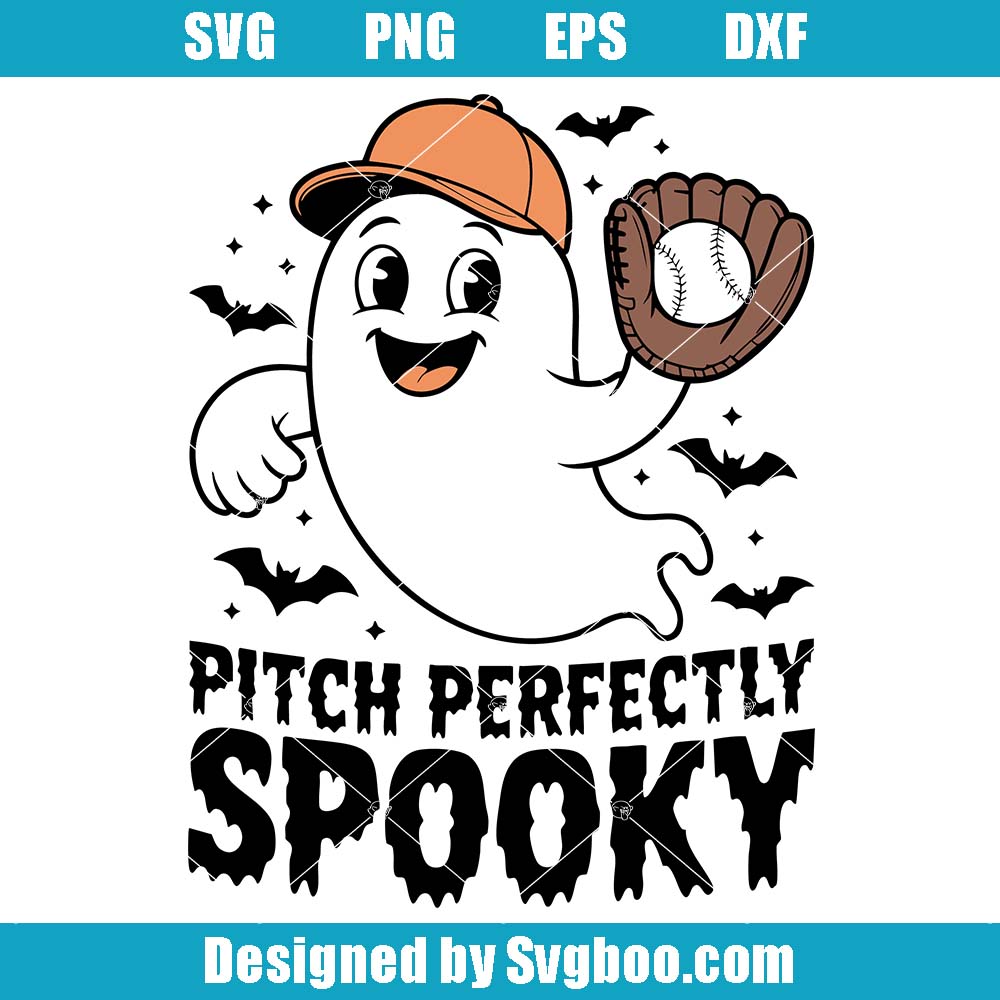 Pitch Perfectly Spooky Svg, Funny Halloween Baseball Ghost Svg