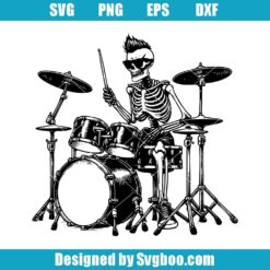 Skeleton With Mohawk Drum Set Svg