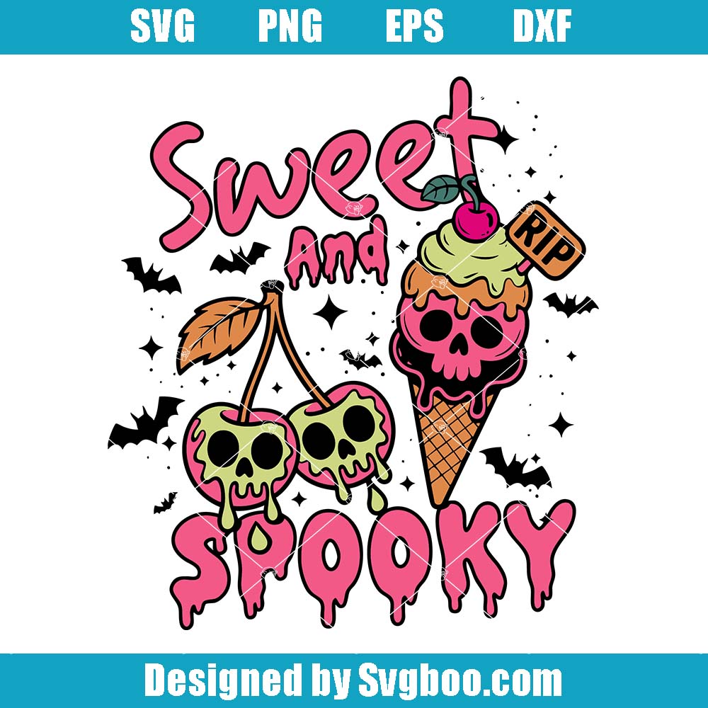 Sweet & Spooky Svg, Summer Halloween Svg, Ice-Cream Spooky Svg