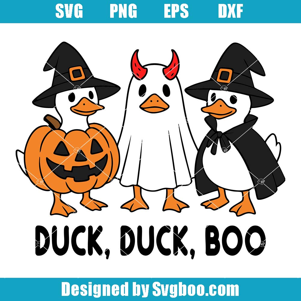 Duck Duck Boo Svg, Funny Duck Svg, Silly Duck Ghost Witch Svg Duck Duck Boo Svg