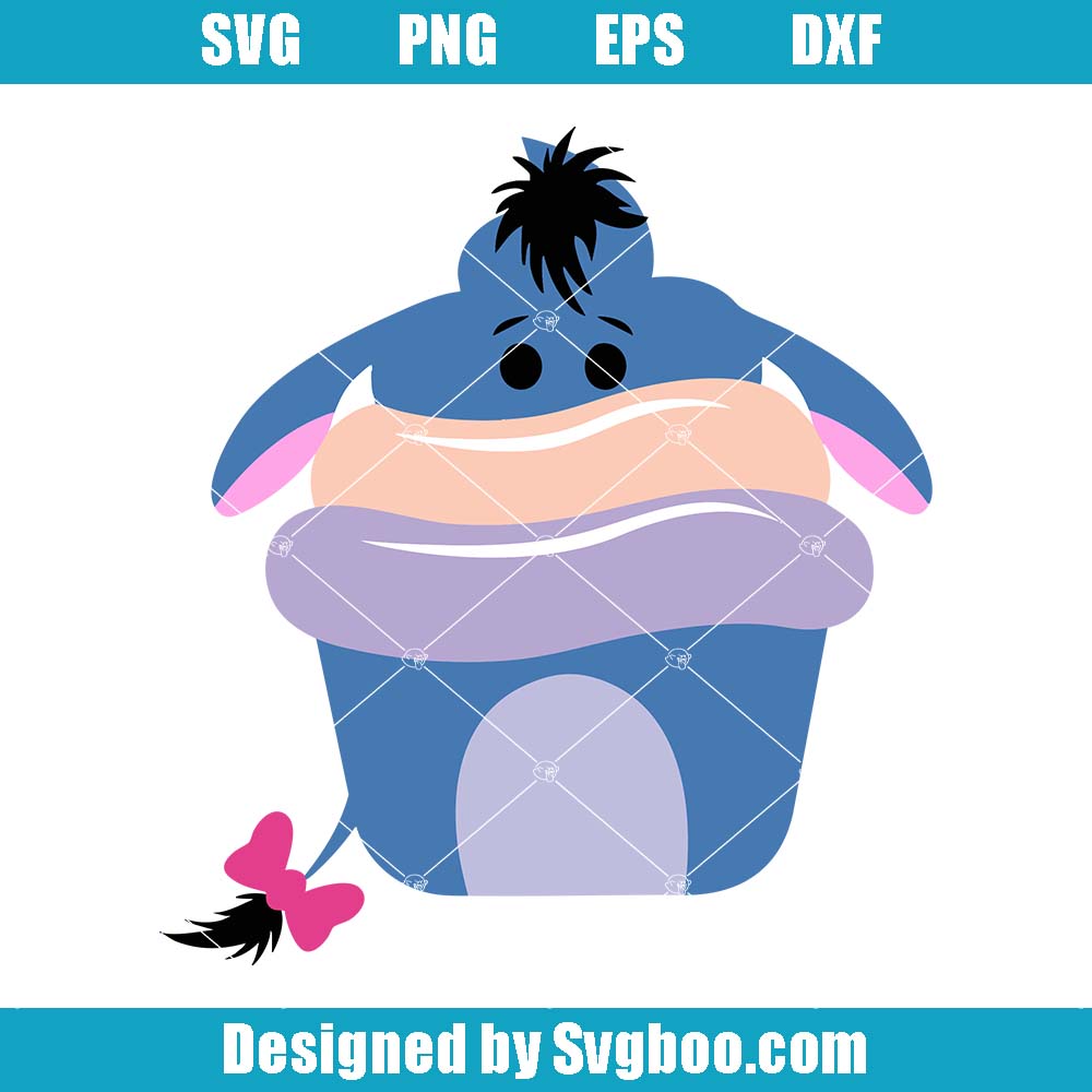 Eeyore Cupcake Svg, Birthday Cake Svg, Birthday Party Cake Svg Eeyore Cupcake Svg