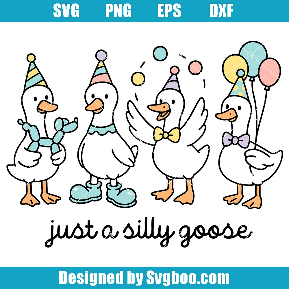 Funny Party Goose Svg, Cute Birthday Goose Svg, Celebration Goose Svg