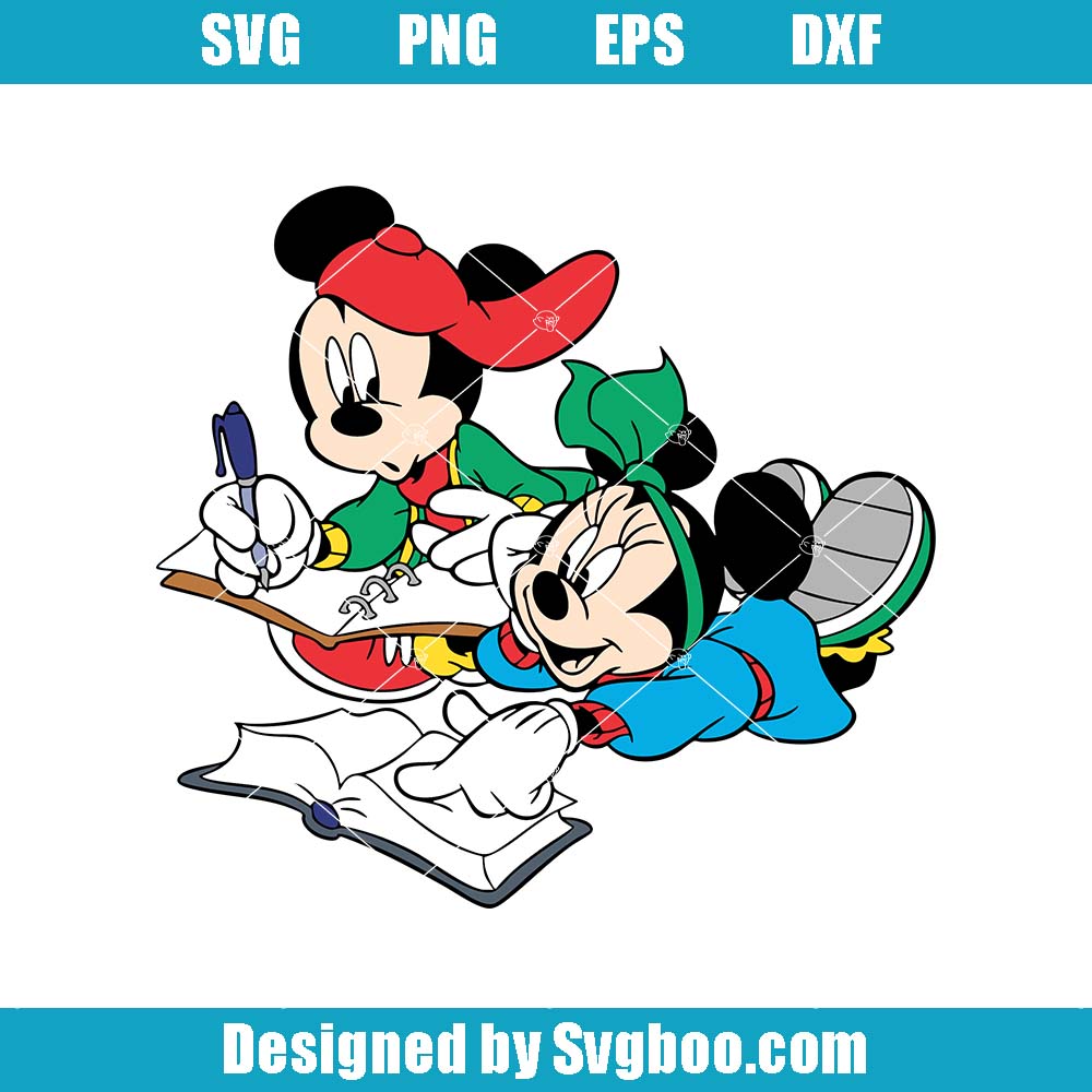 Mickey And Minnie Mouse School Svg, Mickey School Reading Svg Mickey And Minnie Mouse School Svg