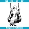 Spooky Ghost On Tire Swing Svg