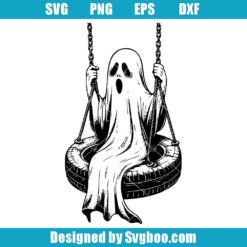 Spooky Ghost On Tire Swing Svg