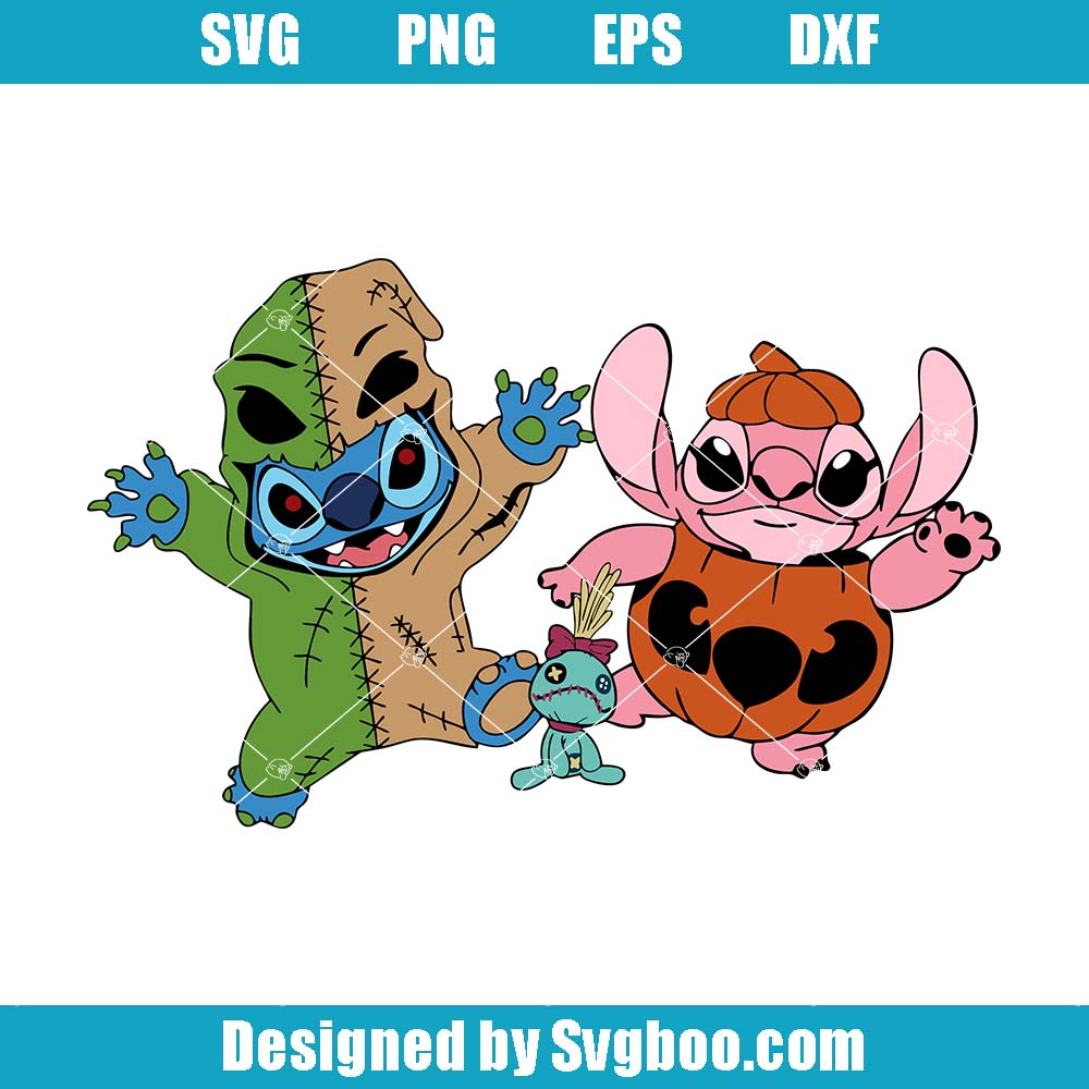 Stitch & Angel Halloween Svg, Disney Halloween Svg, Horror Stitch Svg
