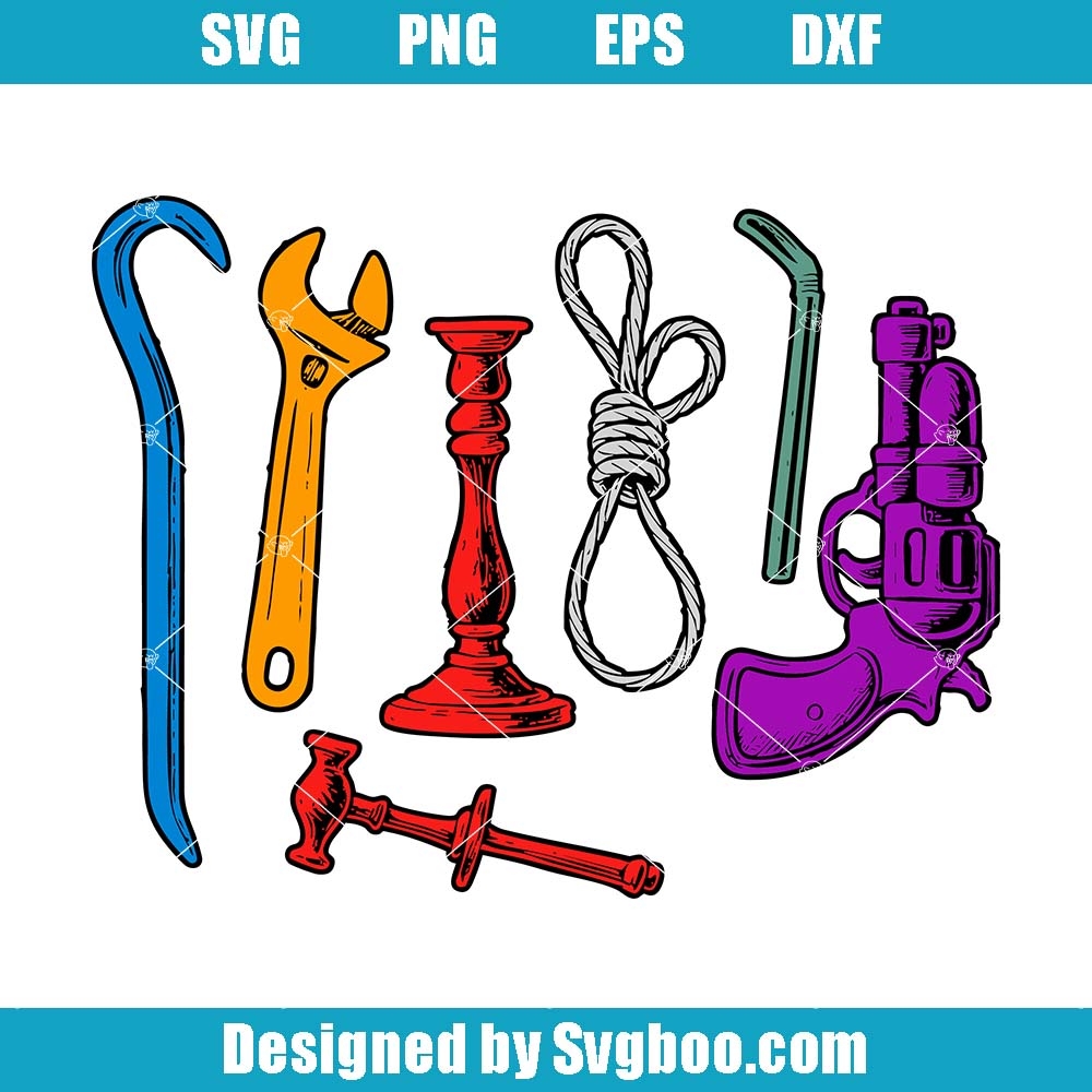 Colorful Mystery Weapon Svg, Crime Tools Svg, Board Game Svg Colorful Mystery Weapon Svg