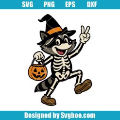 Cute Halloween Raccoon Skeleton Svg