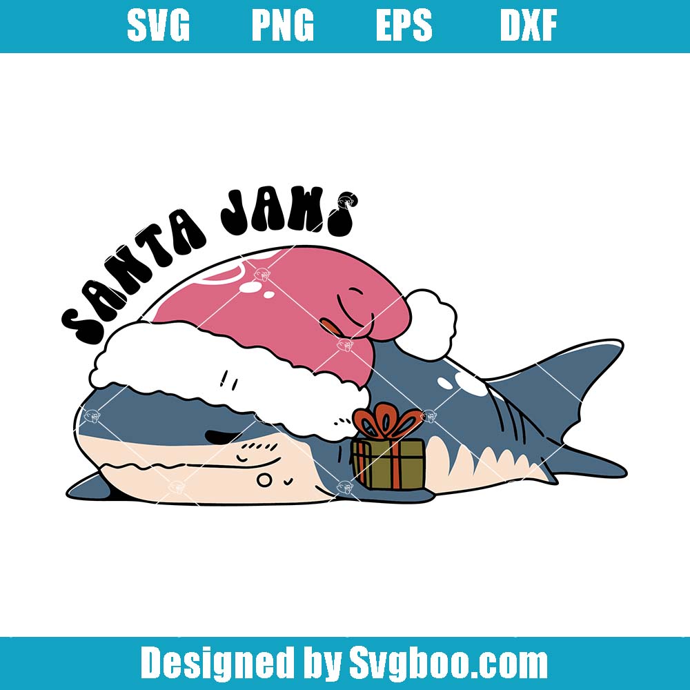 Cute Santa Jaws Svg, Funny Animal Santa Svg, Winter Holiday Svg Cute Santa Jaws Svg