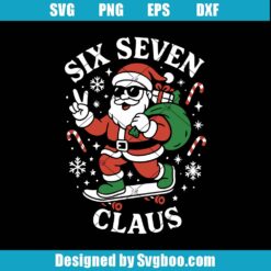 Six Seven Claus Santa Skateboarding Svg