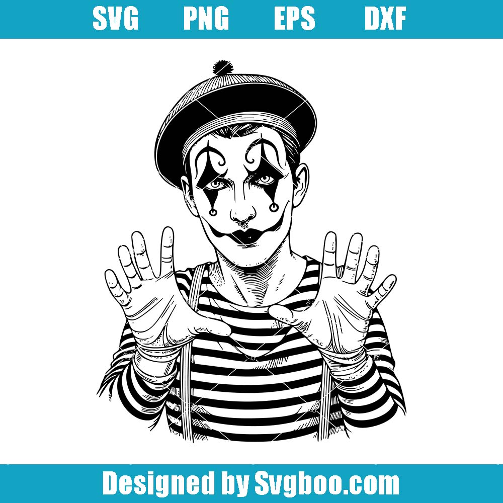Whimsical Mime Svg, Whimsical Character Svg, Funny Face Svg