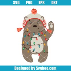Brown Bear With Christmas Lights Svg