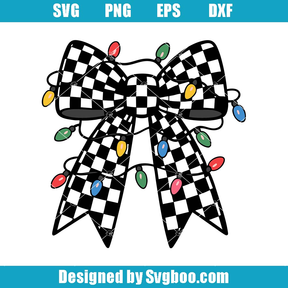 Christmas Bow Svg, Checkered Plaid Lights Svg, Christmas Light Svg Christmas Bow Svg