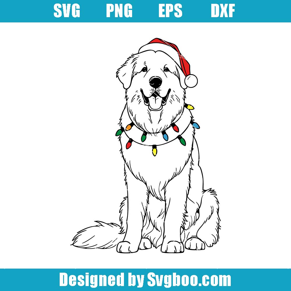 Christmas Great Pyrenees Svg, Santa Pyrenees Svg, Pyrenees Lover Svg