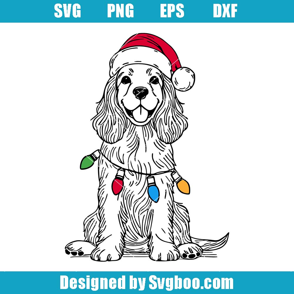 Cocker Spaniel Christmas Svg, Santa Spaniel Dog Svg, Spaniel Lover Svg