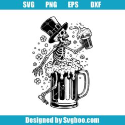 Lucky Skeleton Leprechaun Beer Svg