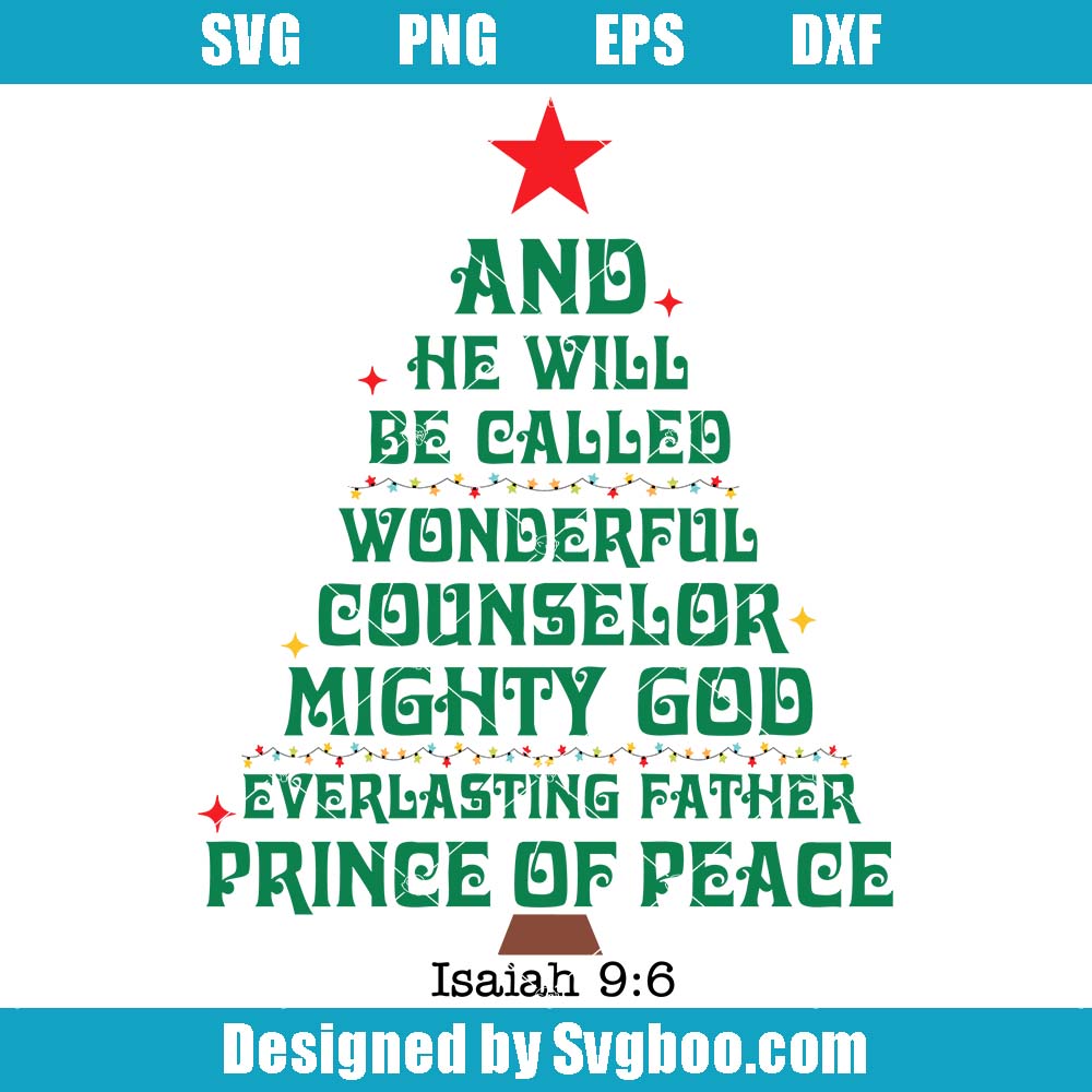 Names Of Jesus Christian Christmas Svg, Boho Christmas Tree Svg
