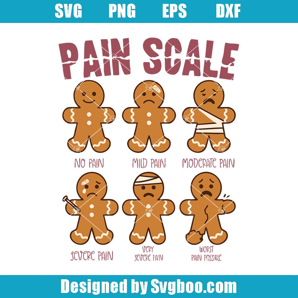 Pain Scale Gingerbread Svg, Funny Christmas Nurse Svg, Nurse Xmas Svg