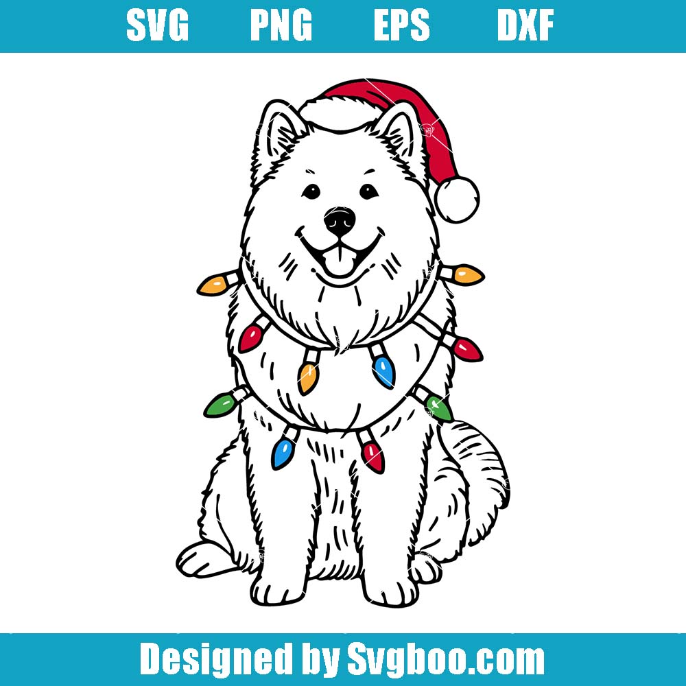 Samoyed Christmas Svg, Santa Samoyed Dog Svg, Xmas Samoyed Svg Samoyed Christmas Svg