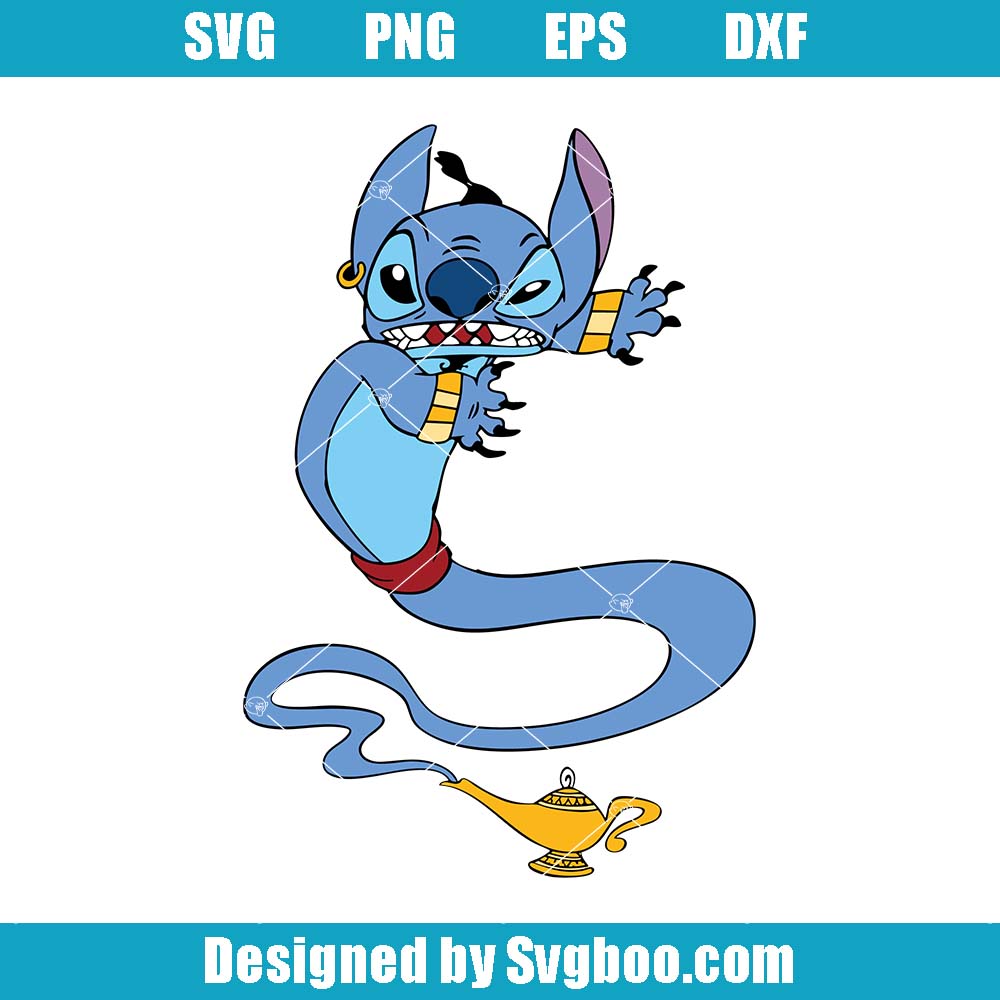 Stitch Genie Svg, Stitch Aladin Svg, Funny Cartoon Characters Svg