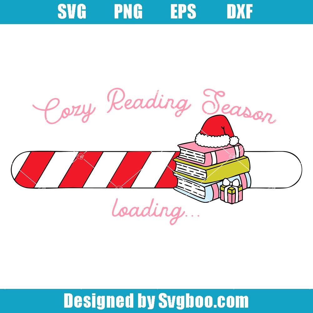 Cozy Reading Season Loading Svg, Christmas Bookish Svg, Book Lover Svg