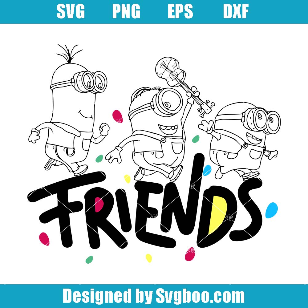 Minions Friends Svg, Cute Cartoon Svg, DIY Party Silhouette Svg
