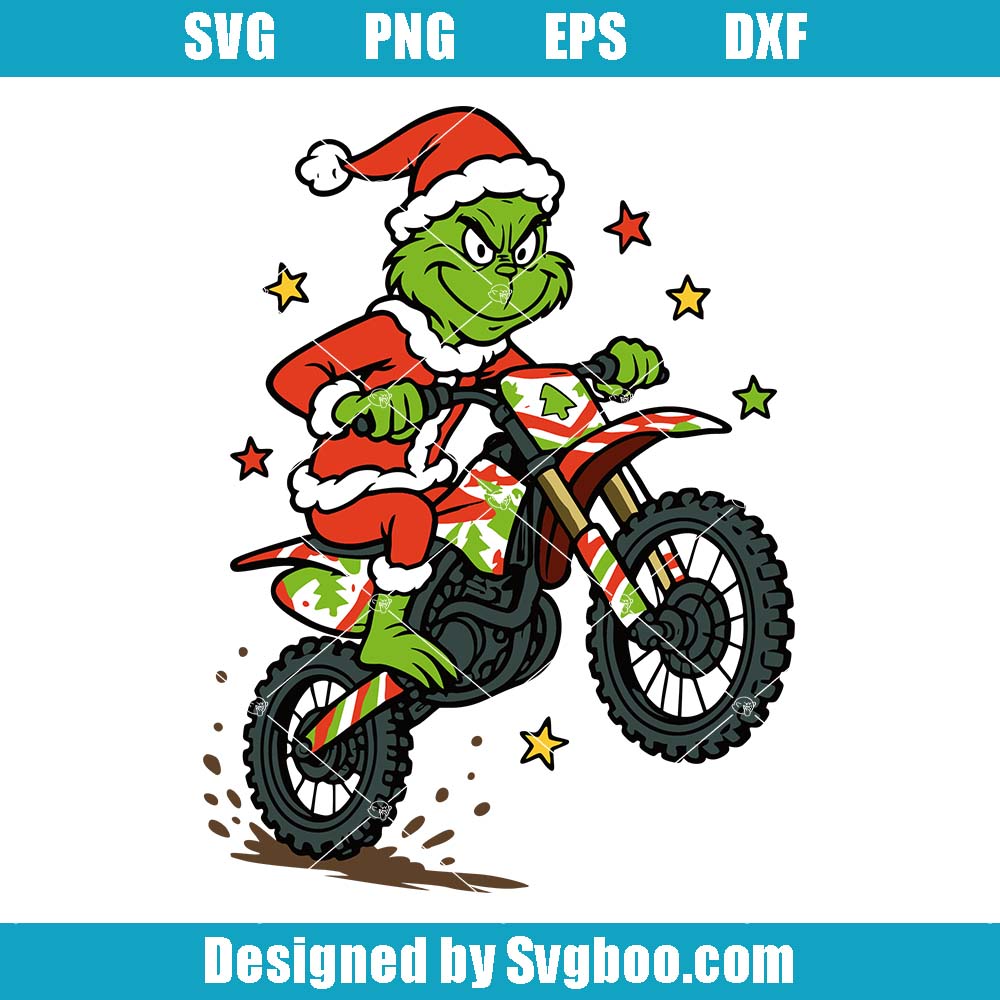 Motorcycle Christmas Green Guy Svg, Merry Christmas Green Monster Svg