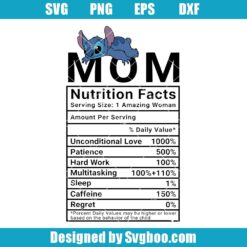 Stitch Disney Mom Nutrition Facts Svg