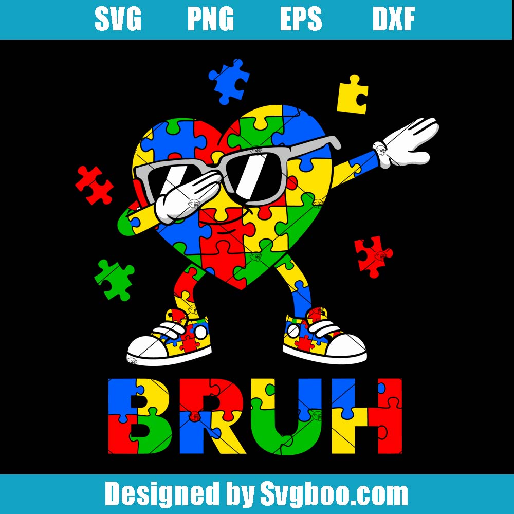 Autism Awareness Bruh Svg, Dabbing Heart Svg, Kids Autism Svg