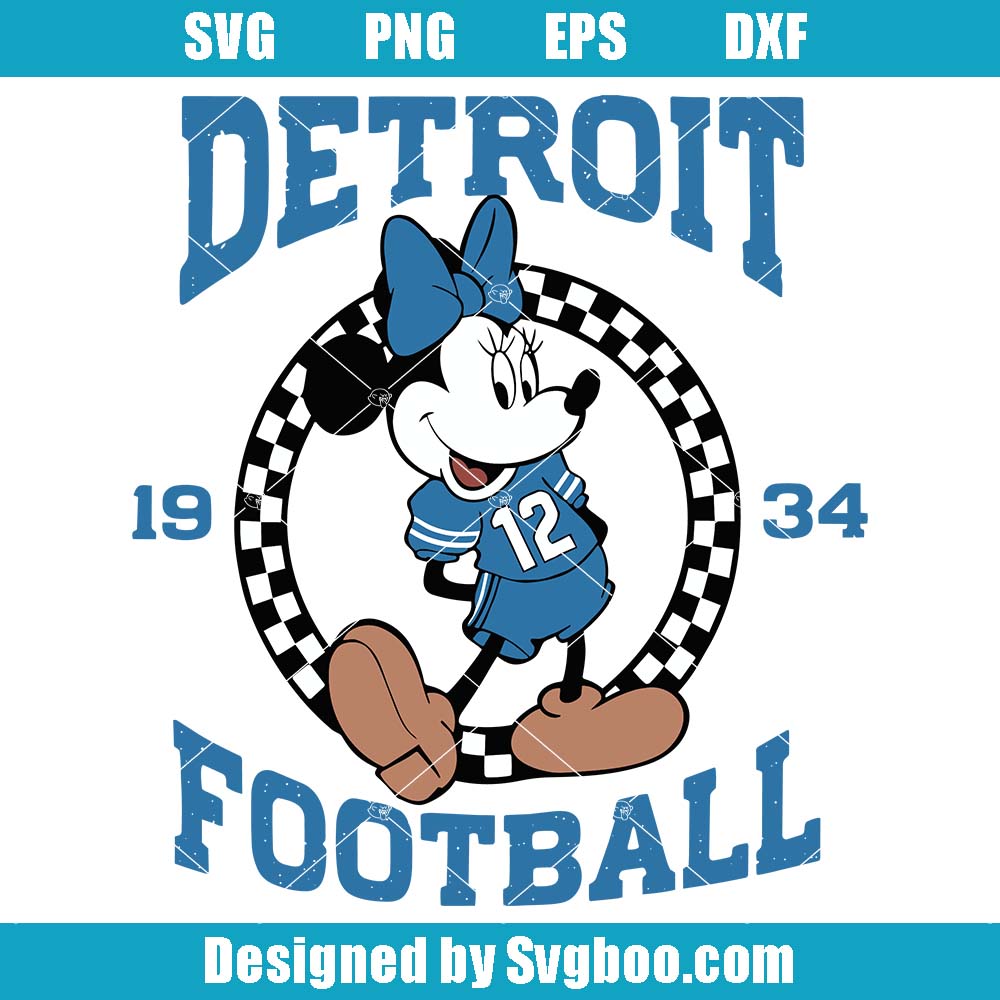 Detroit Football Svg, Disney Lions Football Svg, Minnie Mouse Svg Detroit Football Svg