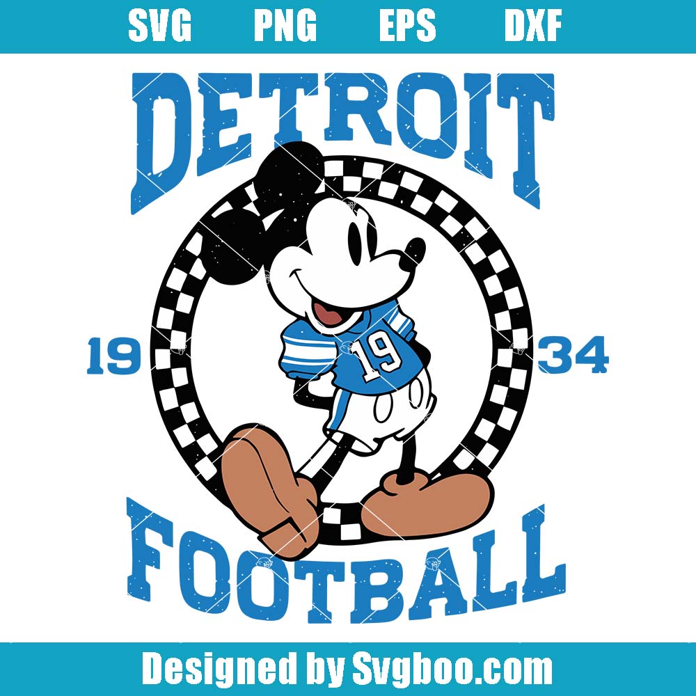 Mickey Detroit Football Svg, Disney MotorCity Lions Football Svg Mickey Detroit Football Svg