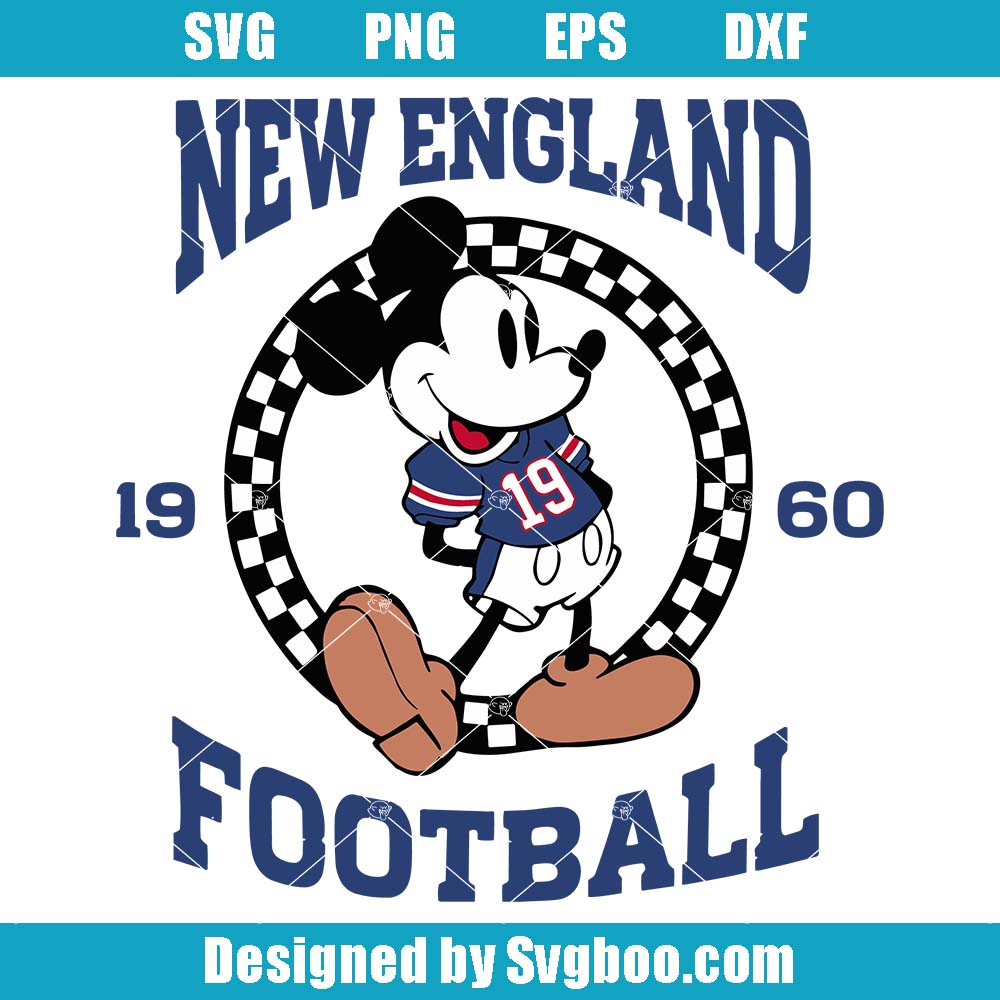 Mickey New England Football Svg, Disney Patriots Football Svg