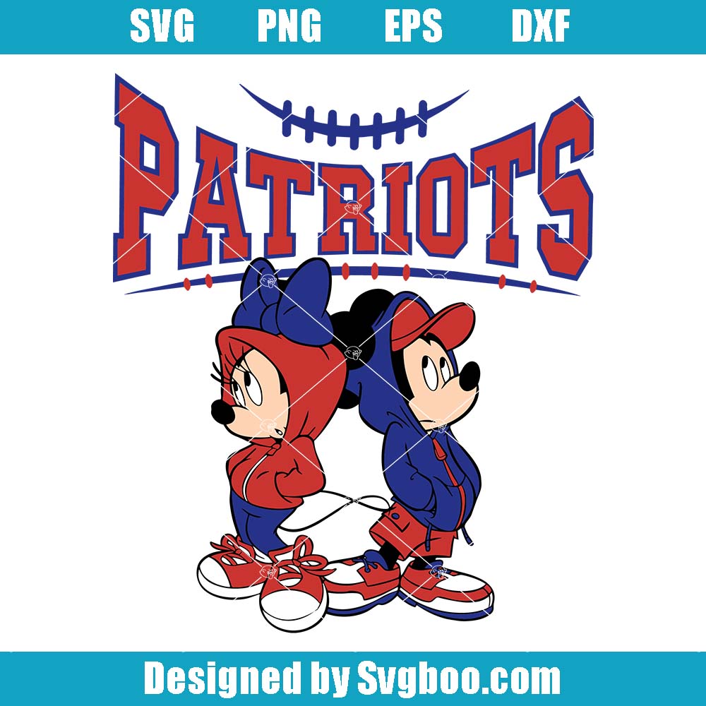 Mickey Patriots Football Couple Svg, Cute Cartoon Mouses Svg Mickey Patriots Football Couple Svg