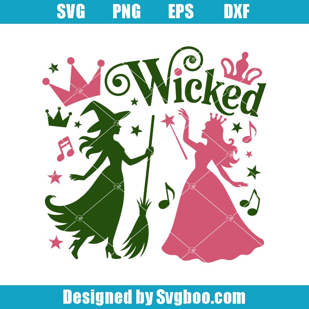 Pink And Green Witch Musical Svg, Elphaba Glinda Svg, Wicked Svg Pink And Green Witch Musical Svg