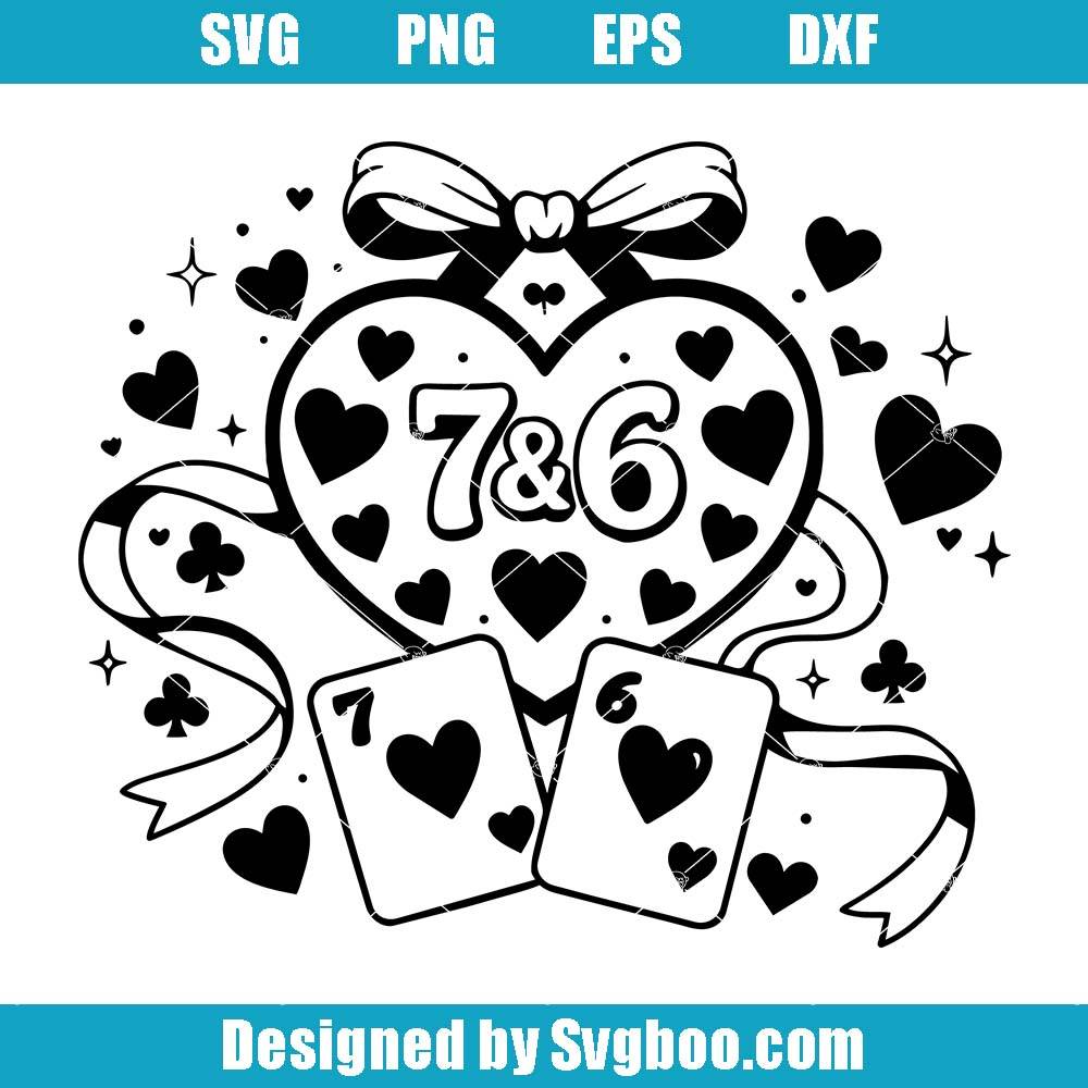Playing Cards Valentine Svg, Preppy Six Seven Coquette Valentine Svg Playing Cards Valentine Svg
