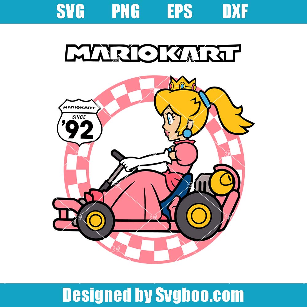 Princess Peach Kart Svg, Super Mario Character Svg, Mario & Friend Svg Princess Peach Kart Svg