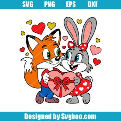 Fox And Rabbit Couple Svg