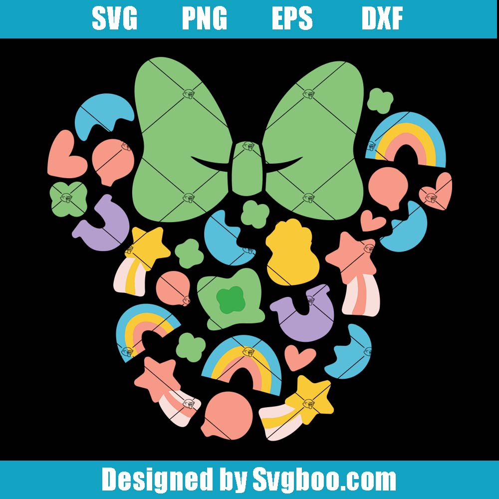 Lucky Charms Minnie Mouse Head Svg, St. Patrick's Day Svg Lucky Charms Minnie Mouse Head Svg