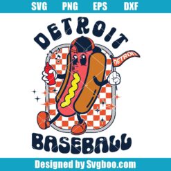 Detroit Baseball Hotdog Svg