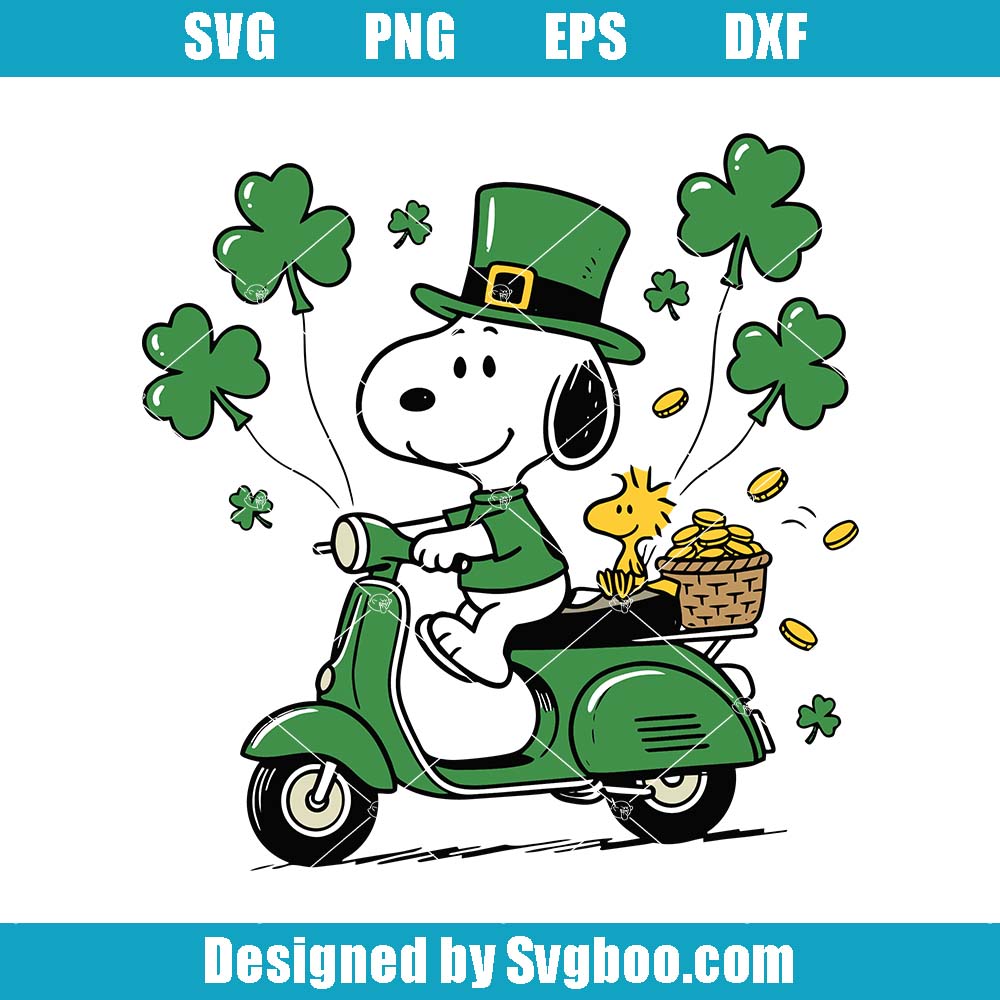 Funny Snoopy Svg, St.Patrick’s Day Svg, Lucky Leaves Svg Funny Snoopy Svg