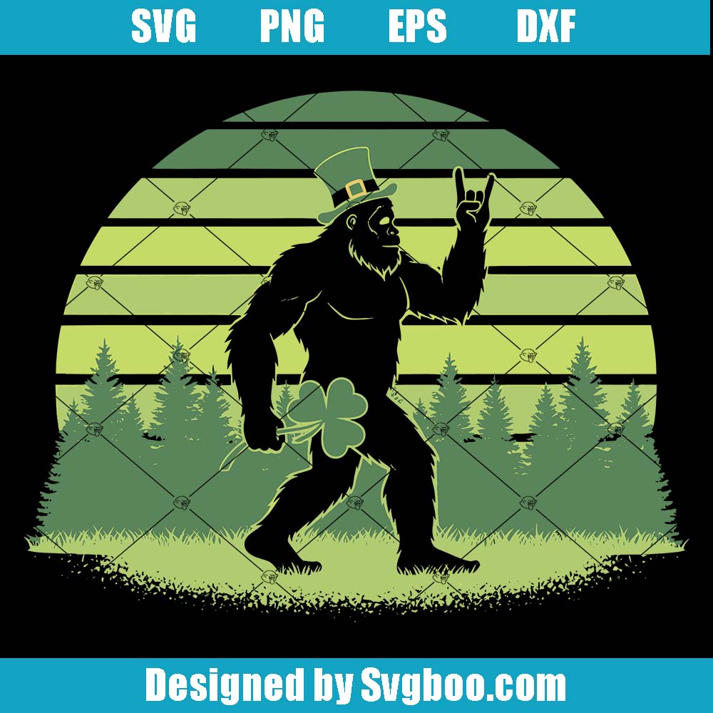 St.Patrick’s Day Bigfoot Svg, Sasquatch Shamrock Svg, Irish Men Svg St.Patrick’s Day Bigfoot Svg