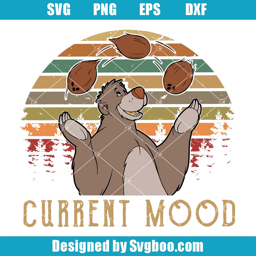 Current Mood Bear Svg, Jungle Cartoon Svg, Retro Sunset Svg